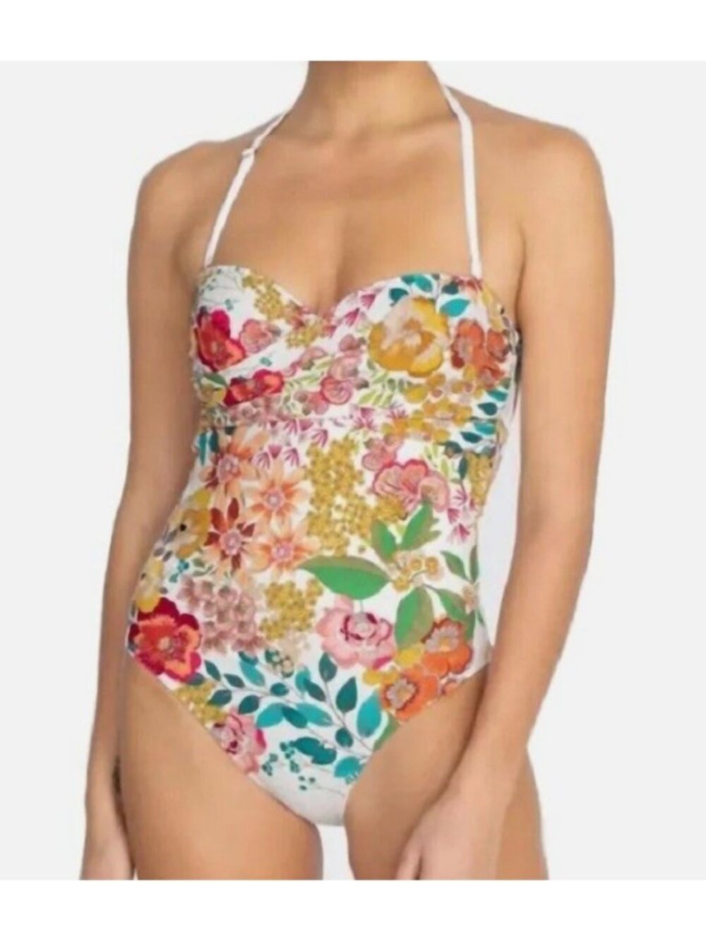 Johnny Was Twist Bra One-Piece Swimsuit Floral Print Large NEW W/TAGS!